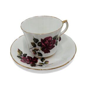 WINDSOR Bone China Rose Pattern Teacup Set England Vintage